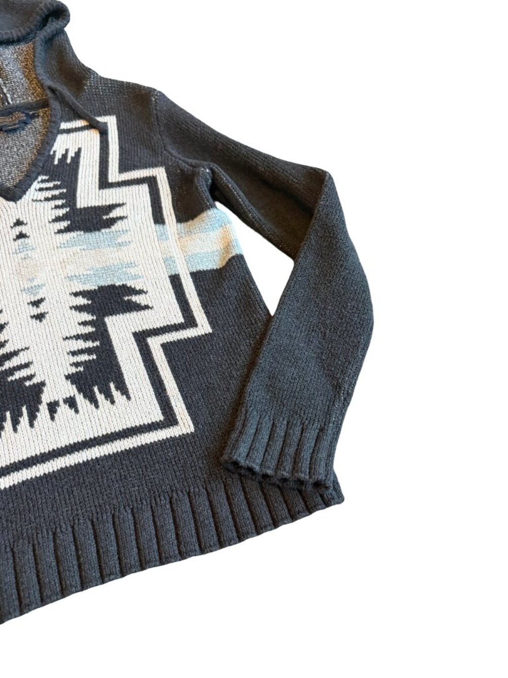 Pendleton Harding Aztec Hoodie Sweater Cotton Blend Knit Stretch Size Small - Picture 6 of 14